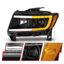 Load image into Gallery viewer, ANZO 11-13 Jeep Grand Cherokee (Factory Halogen Only) Projector Headlights w/Light Bar Swtchbk Black - GTR Auto