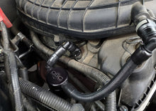 Load image into Gallery viewer, J&amp;L 11-17 Ford Mustang V6 Passenger Side Oil Separator 3.0 V2 - Black Anodized - GTR Auto