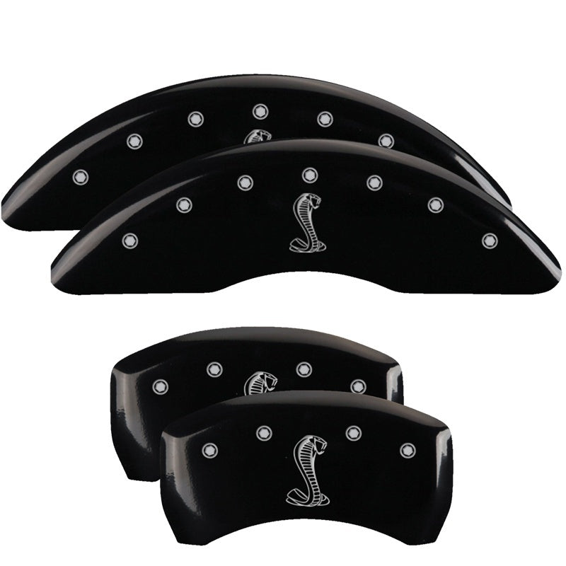 MGP 4 Caliper Covers Engraved Front & Rear Tiffany Snake Black finish silver ch - GTR Auto