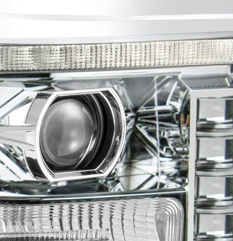 AlphaRex 11-16 Ford F-250 SD PRO-Series Projector Headlights Plank Style Design Chrome w/Seq Signal - GTR Auto