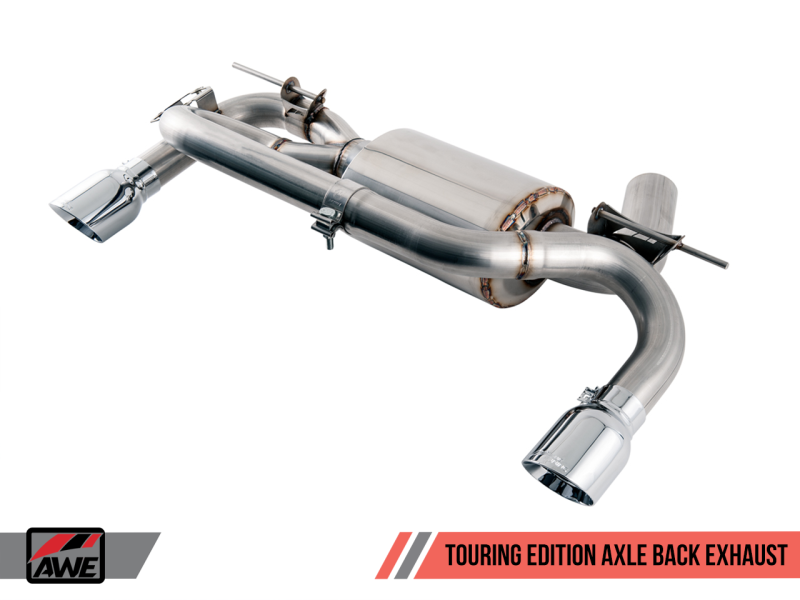 AWE Tuning BMW F3X 340i Touring Edition Axle-Back Exhaust - Chrome Silver Tips (90mm) - GTR Auto