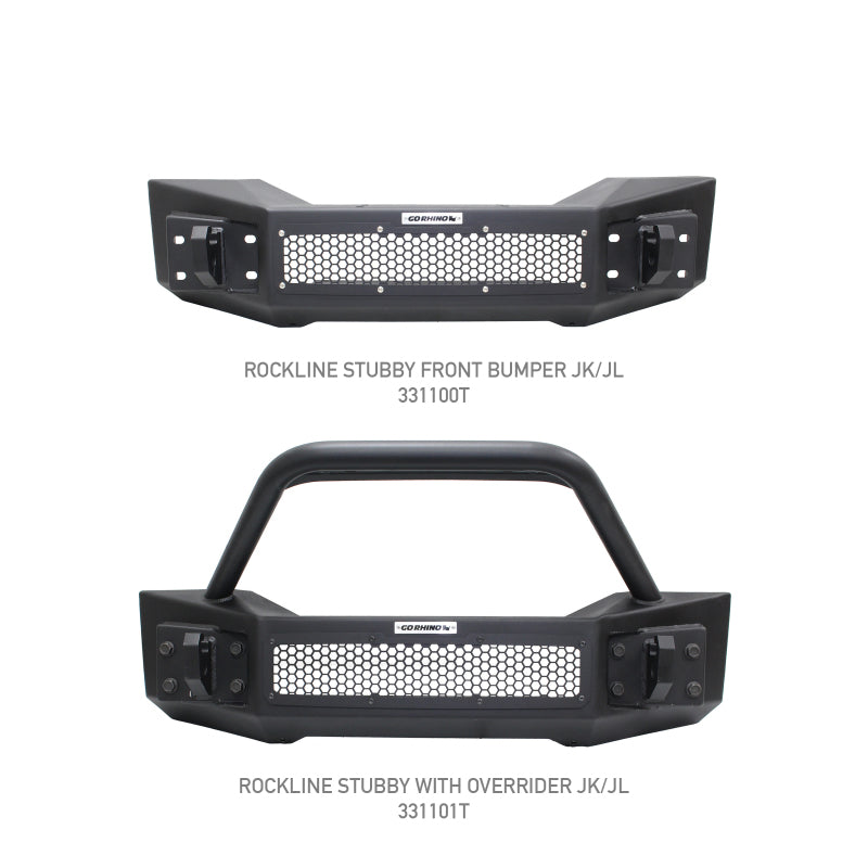 Go Rhino 07-20 Jeep Wrangler JL/JLU/JK/JKU/Gladiator JT Rockline Front Stubby Bumper - GTR Auto