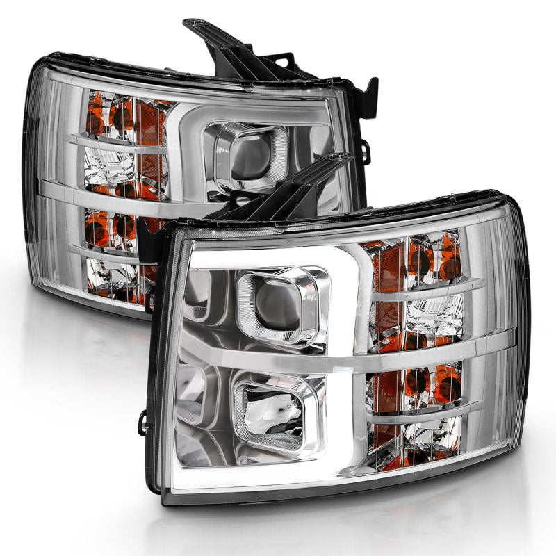 ANZO 2007-2013 Chevy Silverado 1500 Projector Plank Style Chrome Amber - GTR Auto