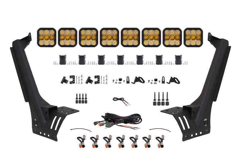 Diode Dynamics Jeep JL SS5 Sport CrossLink Windshield - Yellow Combo Lightbar Kit - GTR Auto