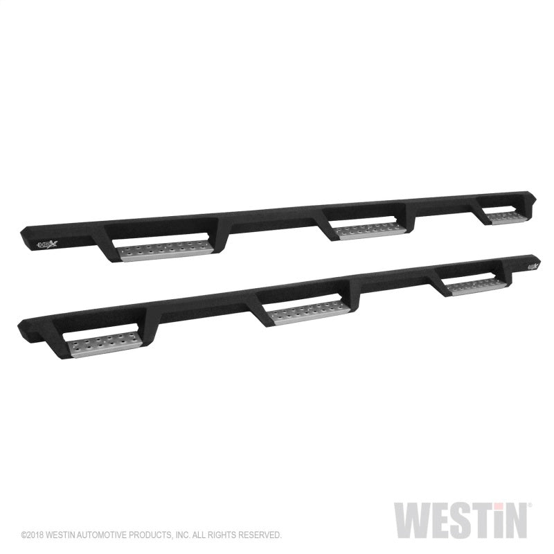 Westin 14-18 Chevrolet Silverado 1500 DC 6.5ft Bed HDX Stainless Drop W2W Nerf Step Bars - Tex. Blk - GTR Auto
