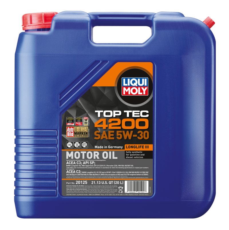 LIQUI MOLY 20L Top Tec 4200 New Generation Motor Oil SAE 5W30 - GTR Auto
