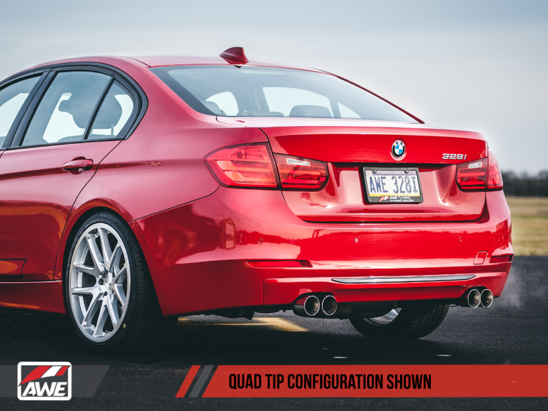 AWE Tuning BMW F3X N20/N26 328i/428i Touring Edition Exhaust Quad Outlet - 80mm Chrome Silver Tips - GTR Auto