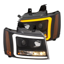 Load image into Gallery viewer, ANZO 07-14 Chevy Tahoe Projector Headlights w/ Plank Style Design Black w/ Amber - GTR Auto