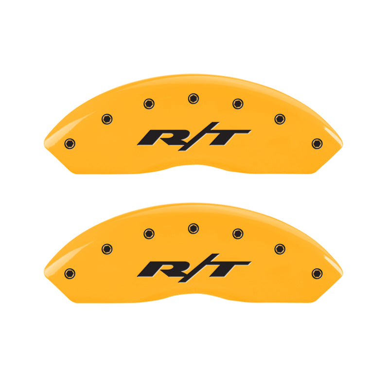 MGP 4 Caliper Covers Engraved Front & Rear RT Yellow finish black ch - GTR Auto