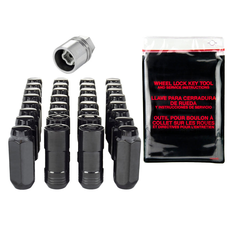 McGard 8 Lug Hex Install Kit w/Locks (Cone Seat Nut) M14X2.0 / 13/16 Hex / 2.25in. Length - Black - GTR Auto