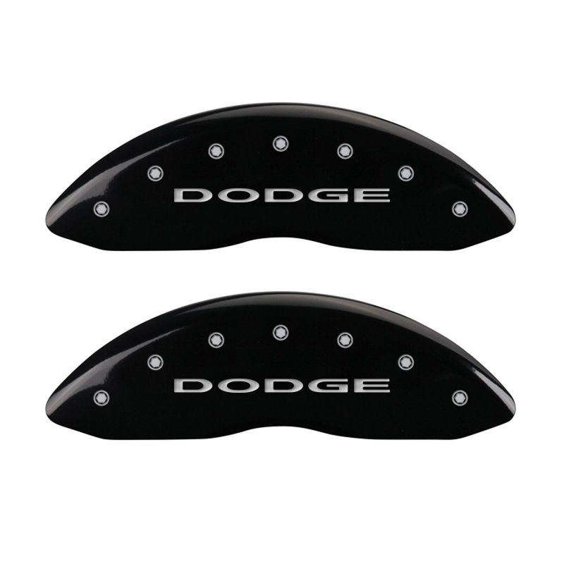 MGP 4 Caliper Covers Engraved Front & Rear With out stripes/Dodge Black finish silver ch - GTR Auto