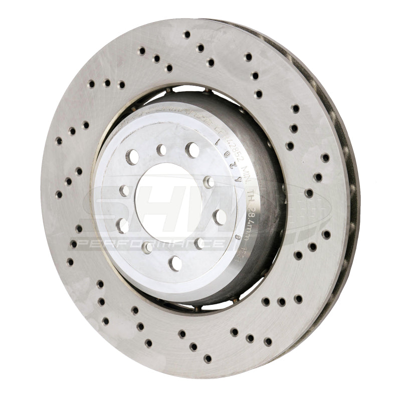SHW 08-13 BMW M3 4.0L Right Front Cross-Drilled Lightweight Brake Rotor (34112283802) - GTR Auto