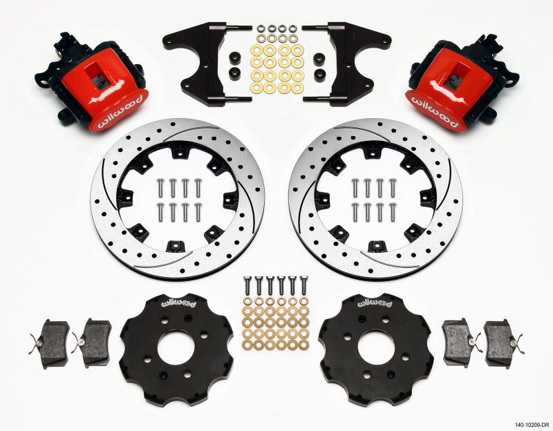 Wilwood Combination Parking Brake Rear Kit 12.19in Drilled Red Civic / Integra Drum 2.46 Hub Offset - GTR Auto