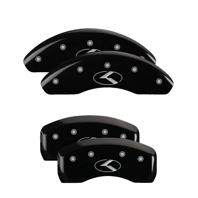 MGP 4 Caliper Covers Engraved Front & Rear Circle K/Kia Black finish silver ch - GTR Auto