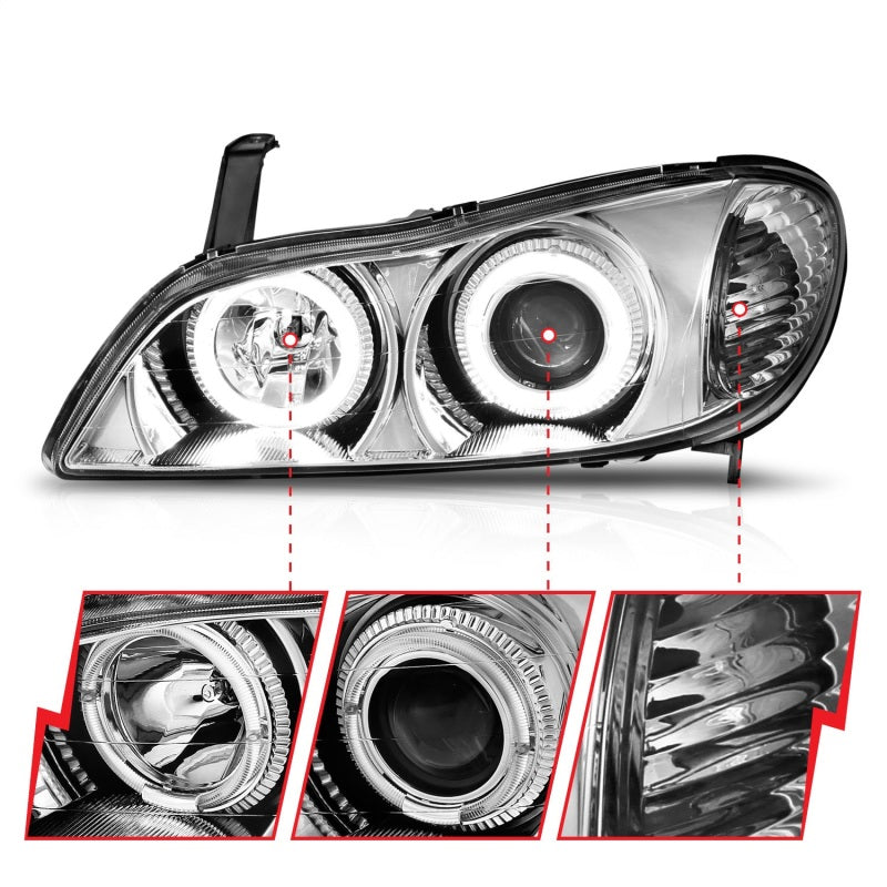 ANZO 2000-2004 Infiniti I30 Projector Headlights w/ Halo Chrome - GTR Auto