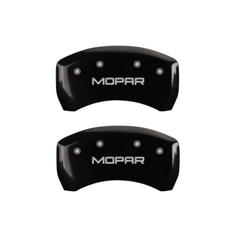 MGP 4 Caliper Covers Engraved Front & Rear MOPAR Black finish silver ch - GTR Auto