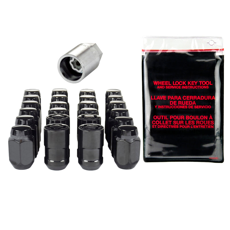 McGard 6 Lug Hex Install Kit w/Locks (Cone Seat Nut) 1/2-20 / 13/16 Hex / 1.5in. Length - Black - GTR Auto
