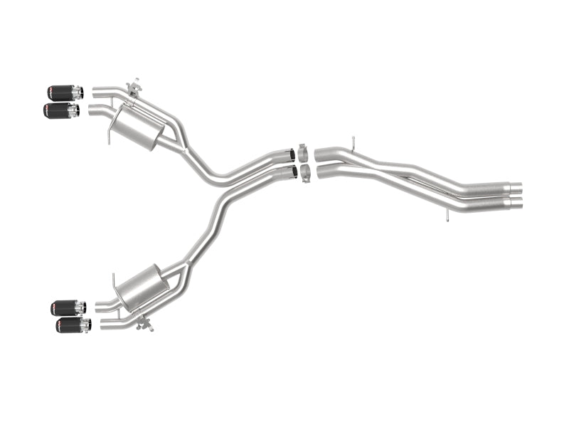 aFe 18-20 Audi RS5 Coupe MACH Force-Xp 3in to 2.5in 304 SS Axle-Back Exhaust System-Quad Carbon Tips - GTR Auto