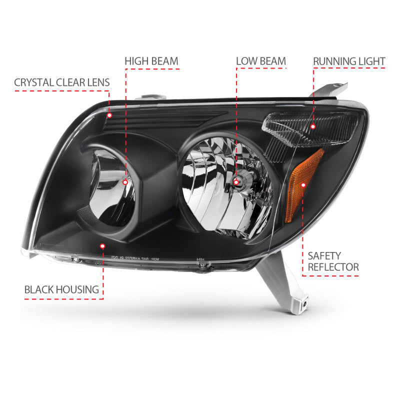 ANZO 2003-2005 Toyota 4Runner Crystal Headlights Black - GTR Auto