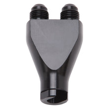 Load image into Gallery viewer, Russell Performance Billet Y-Block Adapter 3/8in SAE Quick Disconnect (2) -6AN Male Flare Black