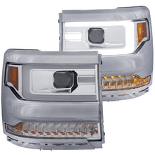 Load image into Gallery viewer, ANZO 16-17 Chevy Silverado 1500 Projector Headlights Plank Style Design Chrome w/ Amber - GTR Auto