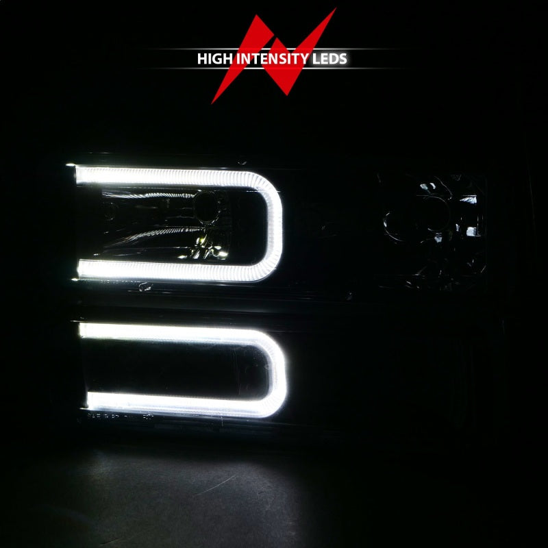 ANZO 88-98 Chevrolet C1500 Crystal Headlights w/ Light Bar Black Housing w/ Signal Side Markers 8Pcs - GTR Auto