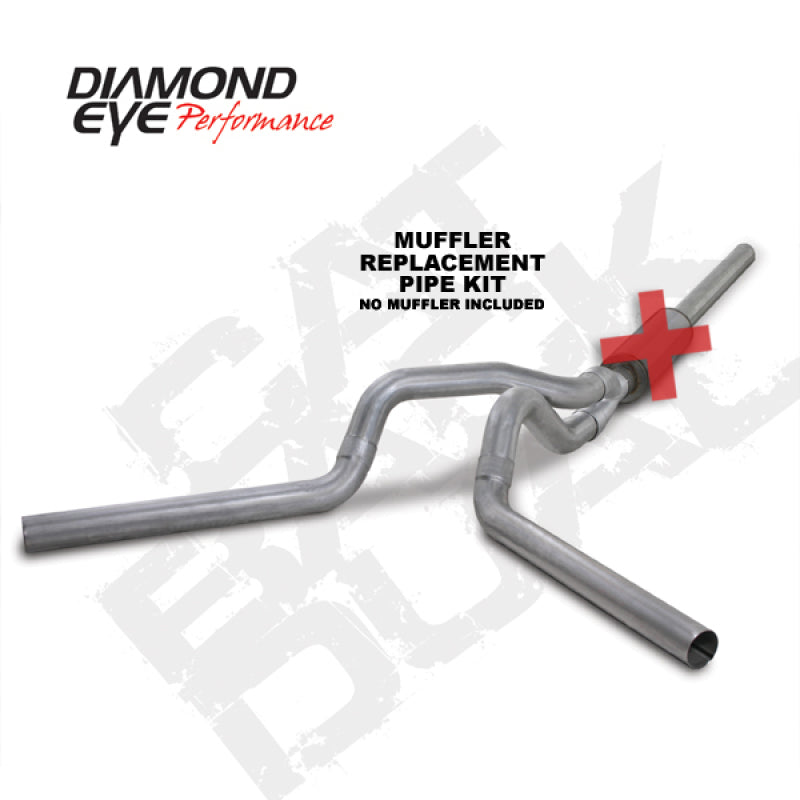 Diamond Eye KIT 4in Catback MFLR RPLCMENT PIPE DUAL AL: 2004.5-2007.5 DODGE CUMMINS 600 - GTR Auto