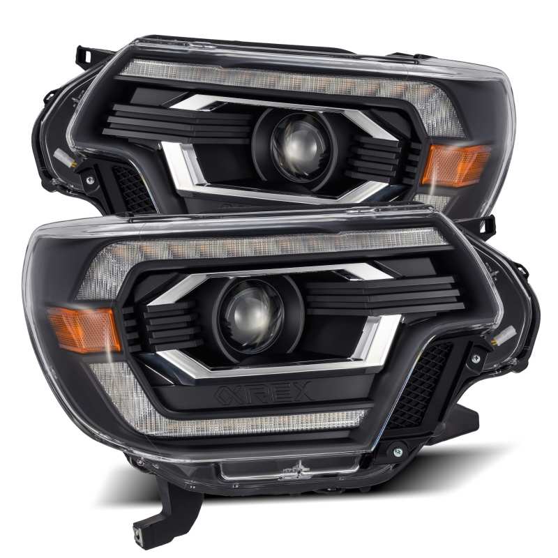 AlphaRex 12-15 Toyota Tacoma LUXX LED Projector Headlights Plank Style Black w/DRL - GTR Auto