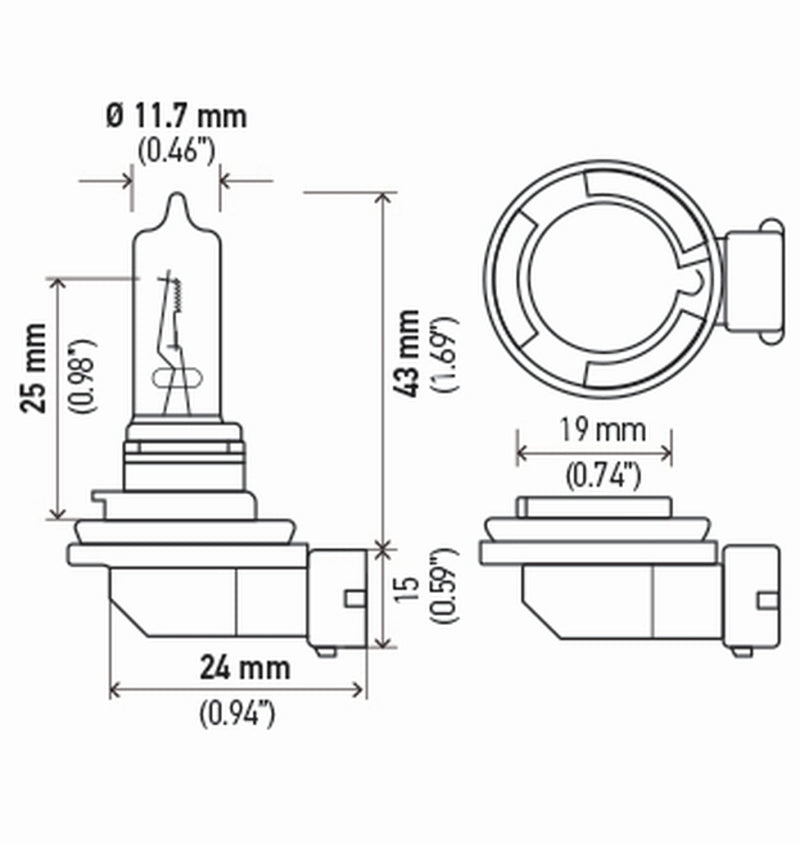 Hella H9 12V 65W PGJ19-5 HP 2.0 Halogen Bulbs - GTR Auto