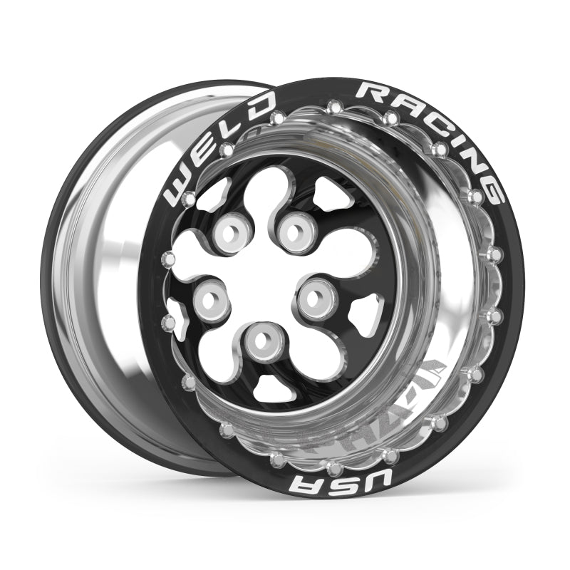 Weld Alpha-1 15x13 / 5x4.75 BP / 5in BS Black Wheel - Black Double Beadlock MT - GTR Auto