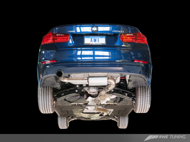 AWE Tuning 13-18 BMW 320i (F30) Touring Edition Exhaust w/ Performance Mid Pipe - Diamond Blk Tips - GTR Auto