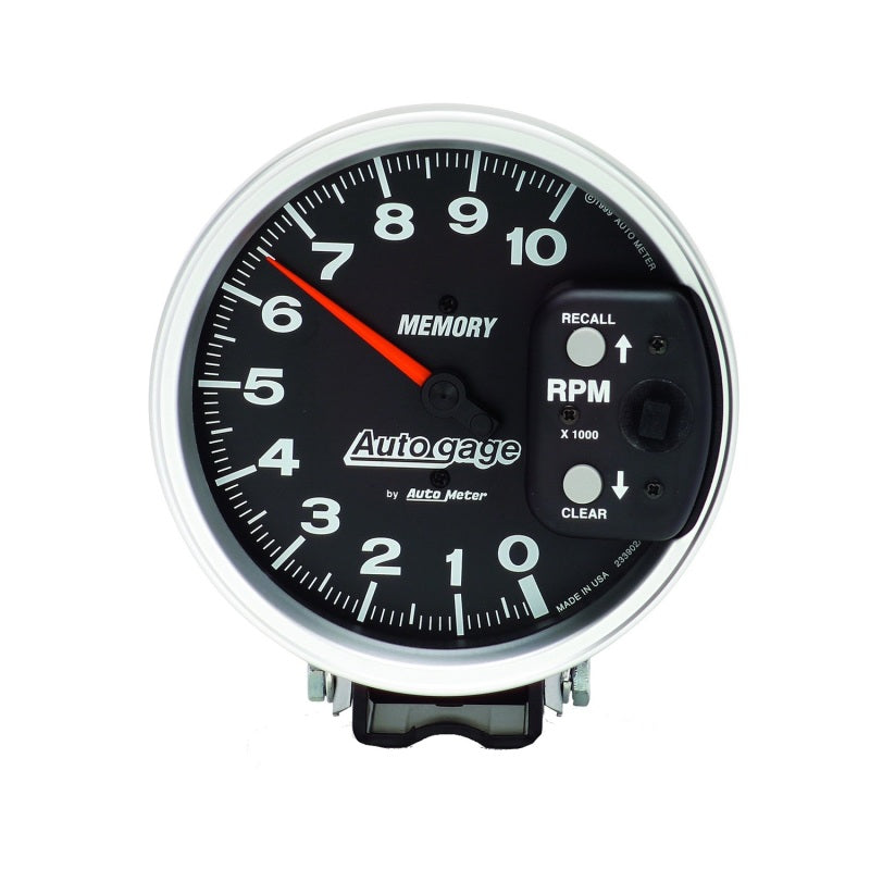 Autometer 5 inch 10,000 RPM w/ Peak Memory Pedestal Tachometer Auto Gauge - Black - GTR Auto