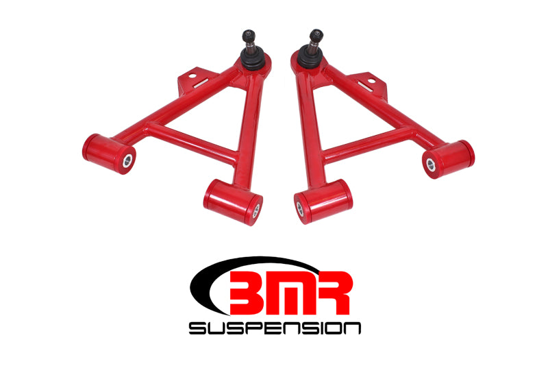 BMR 79-93 Fox Mustang Lower Non-Adj. A-Arms (Coilover Only) w/ Tall Ball Joint (Poly) - Red - GTR Auto