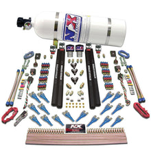 Load image into Gallery viewer, Nitrous Express Shark Dual Stage/Gas/Rails 16 Nozzles Nitrous Kit (200-1200HP) w/15lb Bottle 90208-15