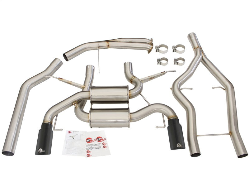 aFe MACHForce XP SS-304 Black Tip 3.0in-2.5in Dia Cat Back Exhaust 11-13 BMW 335i (E90/E92) 3.0L - GTR Auto