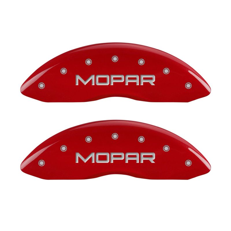 MGP 4 Caliper Covers Engraved Front & Rear MOPAR Red finish silver ch - GTR Auto