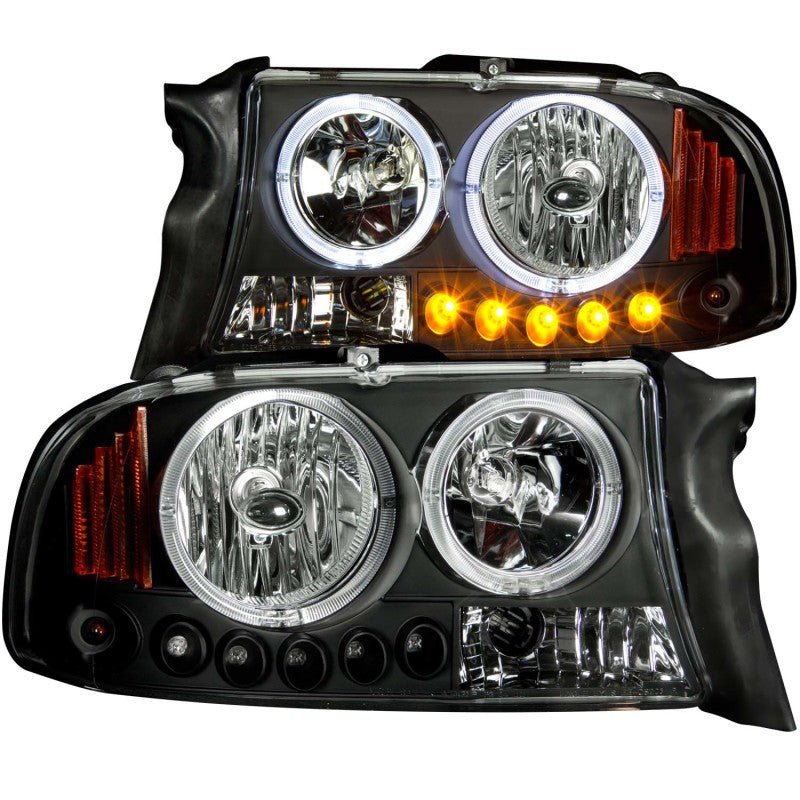 ANZO 1997-2004 Dodge Dakota Projector Headlights w/ Halo Black 1 pc - GTR Auto