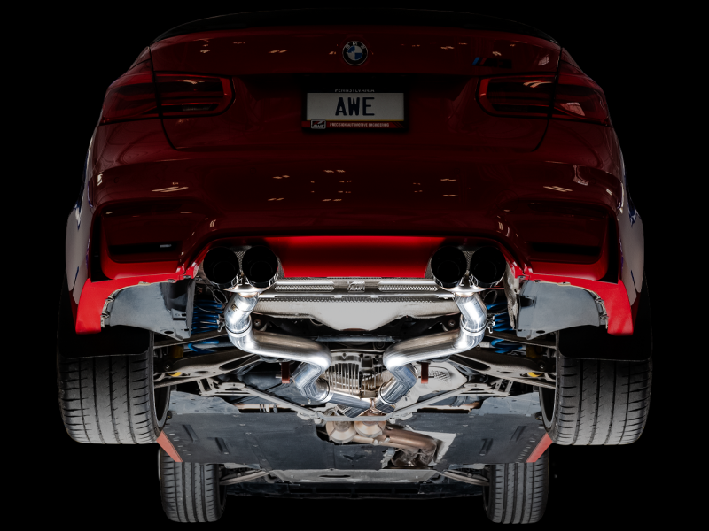 AWE Tuning BMW F8X M3/M4 Track Edition Catback Exhaust - Chrome Silver Tips - GTR Auto