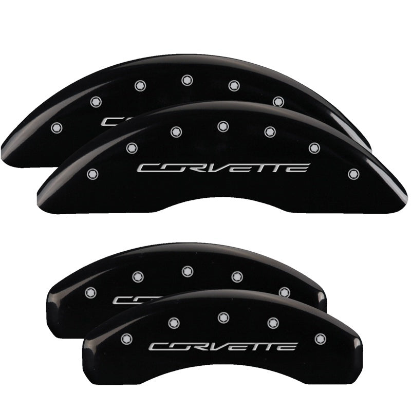 MGP 4 Caliper Covers Engraved Front & Rear C7/Corvette Black finish silver ch - GTR Auto