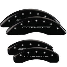 Load image into Gallery viewer, MGP 4 Caliper Covers Engraved Front &amp; Rear C7/Corvette Black finish silver ch - GTR Auto