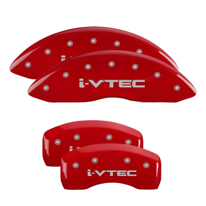 MGP 4 Caliper Covers Engraved Front & Rear I-Vtec Red Finish Silver Char 2017 Acura MDX 39021SIVTRD