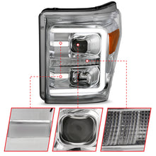 Load image into Gallery viewer, ANZO 11-16 Ford F-250/F-350/F-450 Projector Headlights w/ Plank Style Switchback Chrome w/Amber - GTR Auto