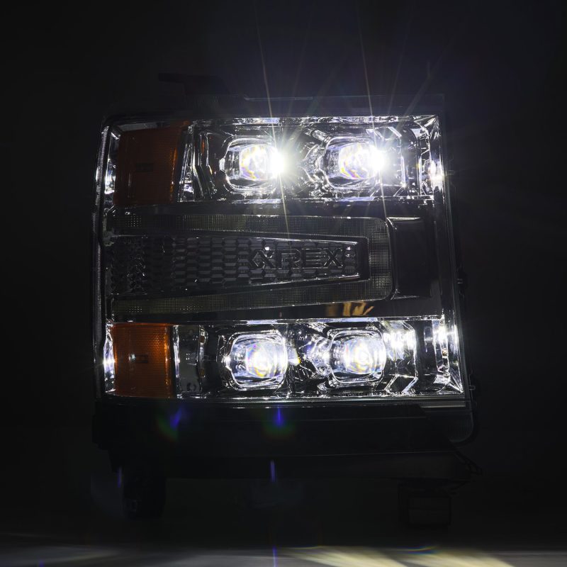 AlphaRex 16-18 Chevy 1500HD NOVA-Series LED Proj Headlights Chrm w/Actv Lgt/SeqSig & DRL(Req 810023) - GTR Auto