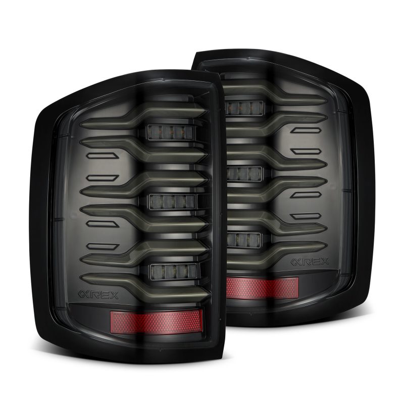 AlphaRex 14-18 Chevy Silverado 1500 Luxx-Series LED Tail Lights Alpha-Black w/Activ Light/Seq Signal - GTR Auto