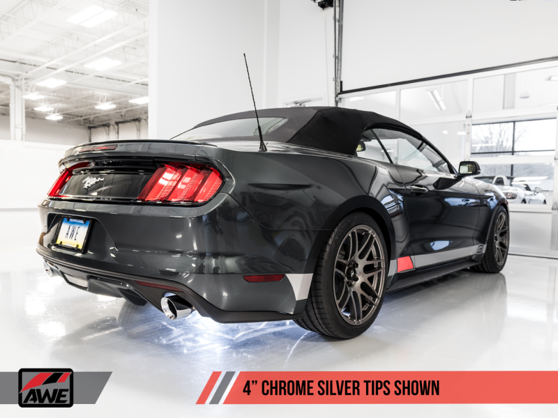 AWE Tuning S550 Mustang EcoBoost Axle-Back Exhaust - Touring Edition (Chrome Silver Tips)