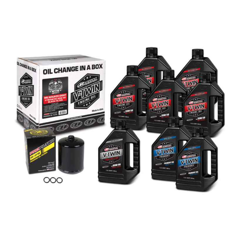 Maxima V-Twin Oil Change Kit Synthetic w/Black Filter Milwaukee-Eight 90-129018PB
