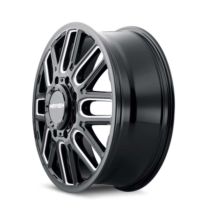 Mayhem 8107D Cogent Dually 22x8.25 / 8x200 BP / 115mm Offset / 142mm Hub Black w/Milled Spokes Wheel - GTR Auto