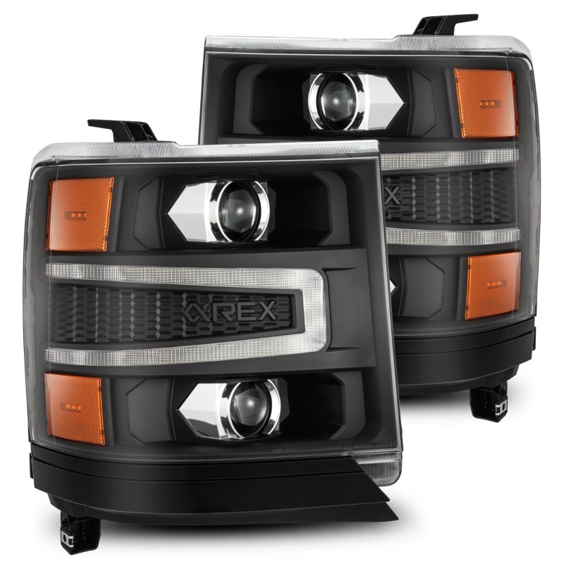 AlphaRex 16-18 Chevy 1500HD LUXX LED Proj Headlights BK w/Seq Actvn Light / SeqSig (Req PN 810023) - GTR Auto
