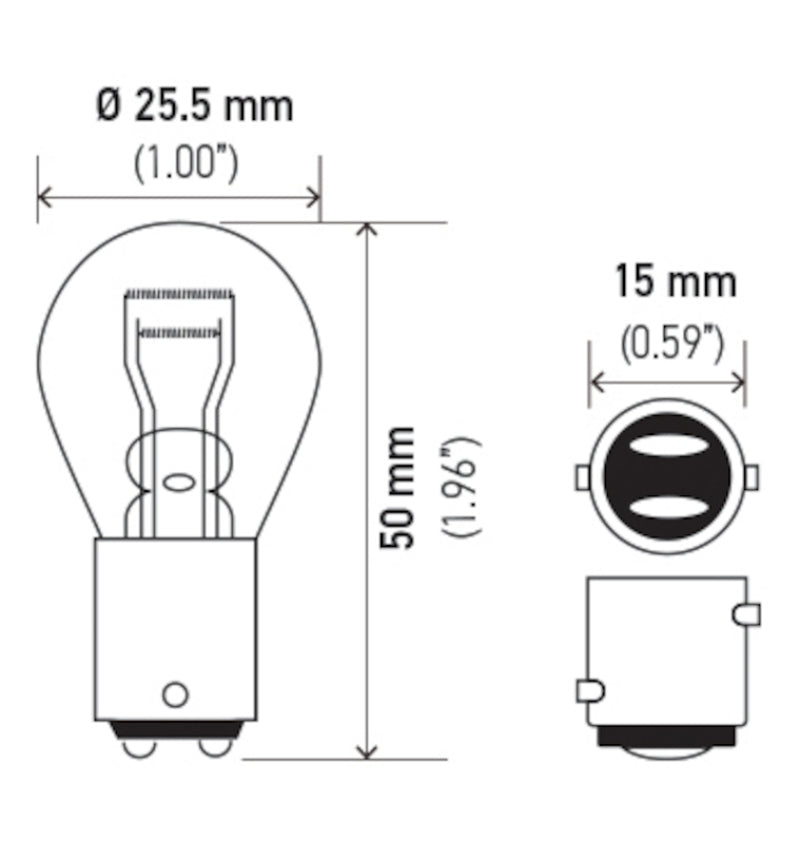 Hella Bulb 1034 12V 23/8W BAY15D S8 - GTR Auto