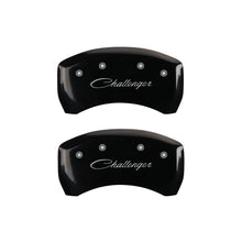 Load image into Gallery viewer, MGP 4 Caliper Covers Engraved Front &amp; Rear Cursive/Challenger Black finish silver ch - GTR Auto